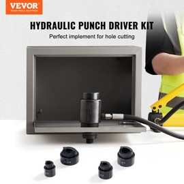 VEVOR Hydraulic Knockout Punch Kit, 4 Pieces 1/2", 3/4", 1", 1-1/4" Conduit Hole Cutter Set, Metal Sheet Driver Tools, KO Tool Kits for Aluminum, Brass, Stainless Steel, Fiberglass and Plastic
