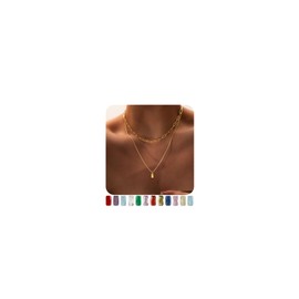 Dainty Gold Birthstone Necklaces for Women Non Tarnish, 14K Trendy Blue Green Cubic Zirconia Emerald Pendant Charm Necklaces Birthday Gifts for Women Waterproof Jewelry November(Citrine)