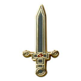 Novel Merk Sword, Shield, & Other – Medieval Armor Lapel Pin, Hat Pin & Tie Tack Set - with Clutch Back (3- Sword), Medium, White Gray Red