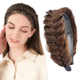 BOBIYA Wide Braided Headband with Teeth Braid Headbands With Teeth for Women Braided Hair Headbands with Tooth (Auburn)