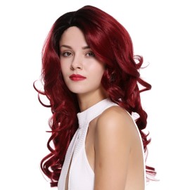 WIG ME UP - DW1948-220-YS871S1B Lady Quality Wig long wavy parting teased volume ombre mix black red Diva 20inch