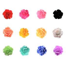 100 pieces Rose Embellishments for Nail Art Charm or jewelry making, 3D with Flat Back Resin Beads Manicure Multicolor Flowers