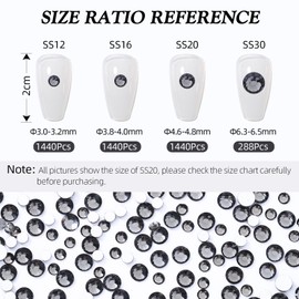 Meibite Gray Flatback Rhinestones, Glass Rhinestones for Nail Art and Craft, Glue Fix, Loose Crystal Gemstones(Gray, SS16, 1440pcs, 3.8-4.0mm)