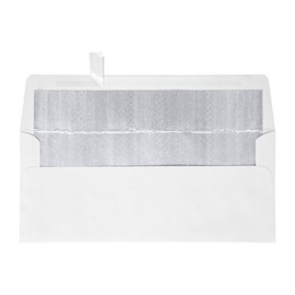 #10 Foil Lined Square Flap Holiday Envelopes (4 1/8 x 9 1/2) w/Peel & Press - White w/Silver LUX Lining (50 Qty.) | Perfect for Checks, Invoices, Letterhead, Statements, and More! | FLWH4260-03-50