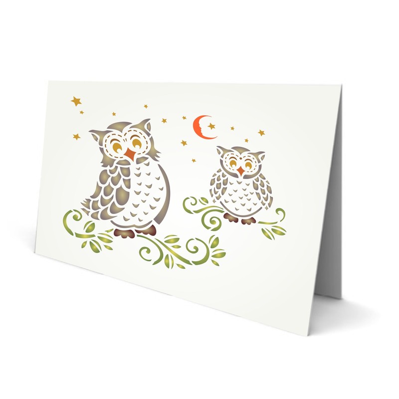 Owl Stencil - 23 x 16.5cm (L) - Reusable Stencil