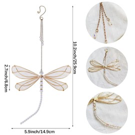CREATCABIN Suncatchers Dragonfly Crystal Sun Catcher Prism Suncatcher Craft Stained Glass Window Hanging Ornament Clear with Rainbow Maker Pendant for Women Adults Indoor Outdoor Garden Decor 10x6in