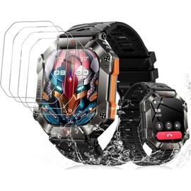 KYK SHOW (2023 New Release) Wishoney Smart Watch 2 Inch Large Screen Protective Film High Transmittance 24-Hour Bubble Automatically Disappears, TPU Smart Watch Protective Film (Set of 4)