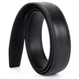 Nelbons Men's Belt Ratchet Automatic Belt for Men 30 mm Wide Leather Belt 1 1/8 Inch Without Buckle, Black C3