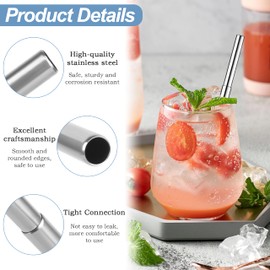 Stainless Steel Straws Set with Brush Telescopic Straws Reusable Portable Keychain for Travel Family Black Rose Gold Pack of 2