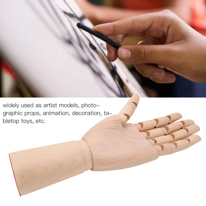 Wooden Hand Model Movable Flexible Durable Wood Wide Application Wooden