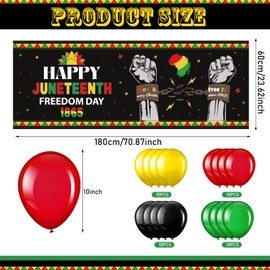 Wettarn 41 Pieces Happy Juneteenth Decorations Large Fabric June 19th Yard Sign Outdoor Patriotic Juneteenth Banner with Latex Balloons for African American Black History Month Holiday Party Supplies