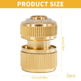Pack of 2 Garden Hose Coupling, 1/2 Inch Hose Connector, Brass Hose Coupling, Quick Coupling for Kitchen, Garden, Outdoor, 1/2 Inch (13 mm) Hose Pipe Tool