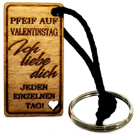 Lieblingsmensch Wooden Keyring with Whistle on Valentine's Day, walnut