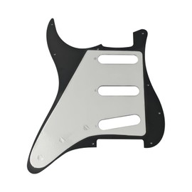 Phrilam SSS 11 Hole Strat Pickguard ST Pick Guard Scratch Plate for Fender USA/Mexican Standard Stratocaster Modern Style Electric Guitar, Black 3Ply