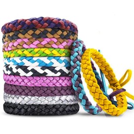 12 Pack Mosquito Repellent Bracelets, Individually Wrapped PU Leather Insect & Bug Repellent Wrist Bands for Kids & Adults Outdoor Camping Fishing Traveling