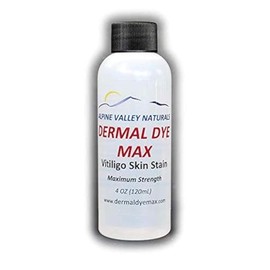 Waterproof Vitiligo treatment skin dye for darkening un-pigmented skin patches. Long lasting alternative to temporary make-up concealers, camouflage creams.