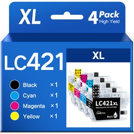 LC421XL LC421 Cartridges for Brother LC-421 XL LC-421XL VAL Multipack Printer Cartridges Compatible with Brother DCP-J1050DW Cartridges DCP-J1140DW Cartridges MFC-J1010DW Cartridges Pack of 4