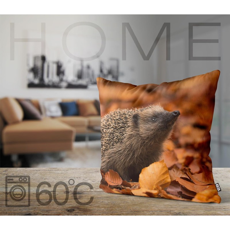 VOID Hedgehog Autumn Leaves Cushion Cover Polyester Decoration Easter Decorative