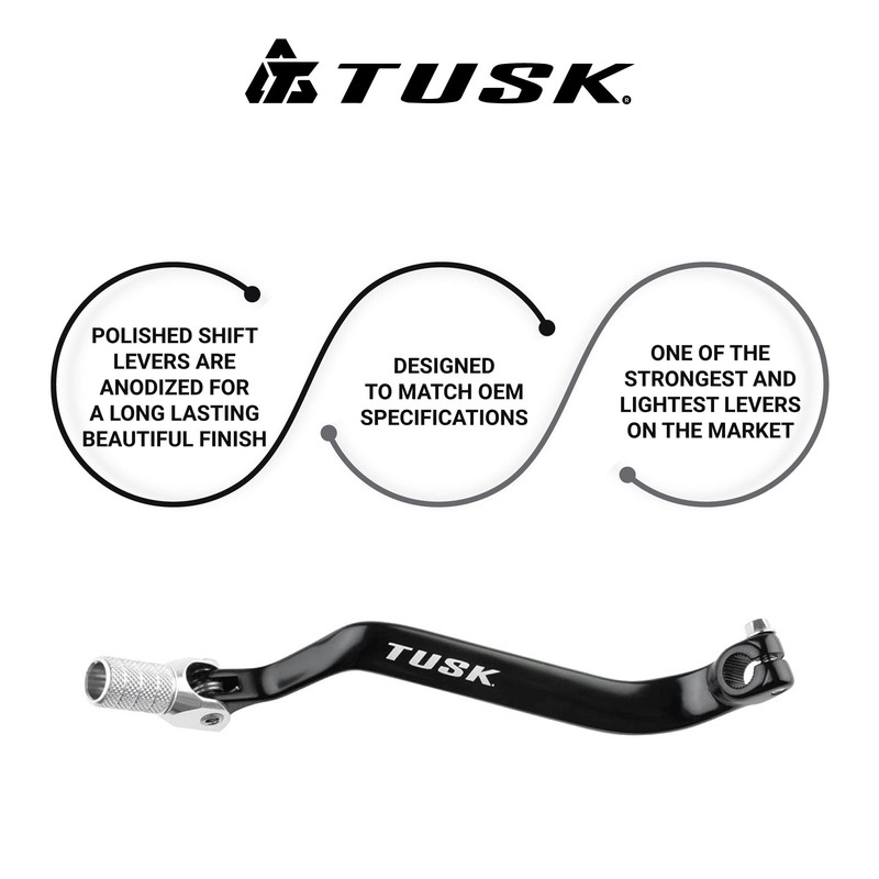 Tusk Folding Shift Lever +10mm Black/Silver Tip Compatible with Kawasaki