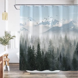 Zussun Extra Long 84 Inch Gray Misty Forest Shower Curtain Grey Nature Foggy Tree Mountain Shower Curtains for Bathroom Waterproof Fabric Woodland Decorative Modern Bath Curtain (Dark2, 72" x 84")