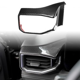 Jogon Carbon Fiber Driver Side Air Vent Outlet Cover for Ford Mustang S650 GT Darkhorse EcoBoost 2024 Left Side Dashboard AC Vent Frame Decorative Panel (Glossy CF)