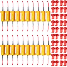 Xuhal 20 Pack 50W 6ohm Load Resistor Turn Signal LED Kit Fix Fast Flash Blink Error Code Flickering Resistor for LED Lights Bulb Headlights Tail Light License Plate DRL(Gold)