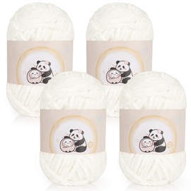 Aeelike 400 g Warm Chenille Wool for Crocheting, Fluffy Thick Yarn for Hand Knitting, Velvet Baby Wool for Knitting, Soft Plush Wool for Amigurumis Baby Blanket, Beige