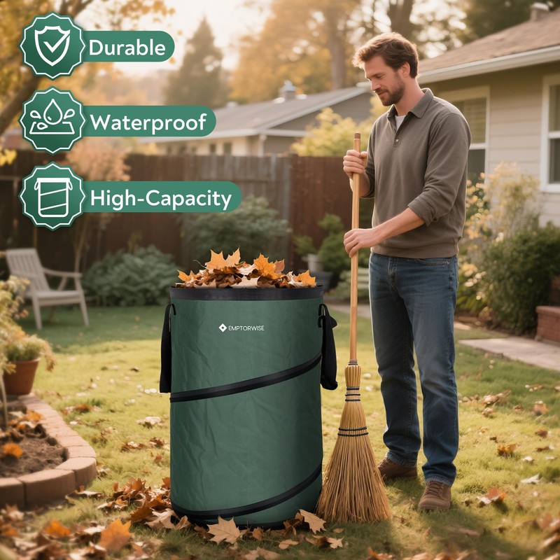 Emptorwise - 2-Pack Collapsible Pop up Trash Cans, Camping and