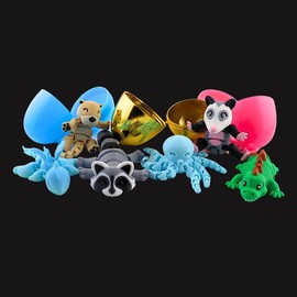 Mystery Mini Easter Eggs with 3D Printed Animals - Assorted Miniature Creatures, Eco-Friendly PLA Plastic:_10 Pack of Animals each w/ an Egg