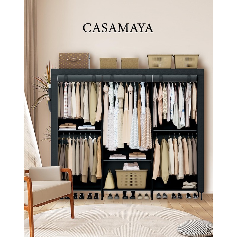 CASAMAYA Clothes Rack, Portable Closet, 81.5 Inch Large Capacity Wardrobe