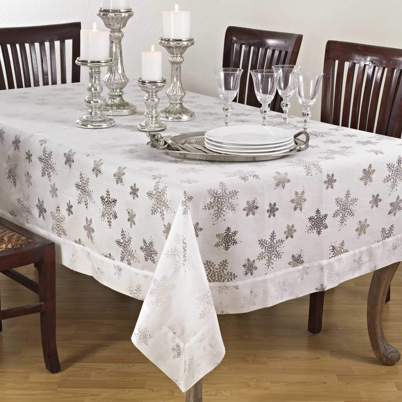 Fennco Styles Burnout Snowflake Holiday Tablecloth