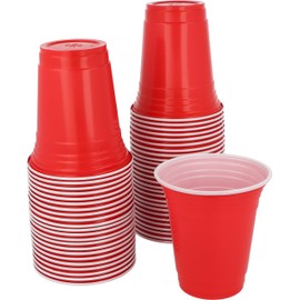 HENBRANDT 50 Red Plastic Cups 12oz Versatile Red Cups American Style Frat Party Cups Juice Pong for Birthday Parties Hen Party Stag Do Student Night Summer Fun Games Reusable Partyware