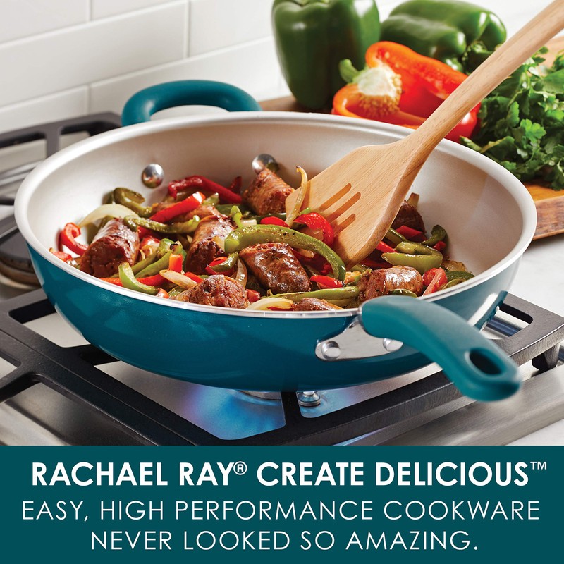 Rachael Ray Create Delicious Skillet with Helper Handle, 14.5-Inch Nonstick
