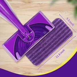 4 Pack Mop Pad Refills, 12 Inch Wet Jet Microfiber Cleaning Pads for Swiffelike Mop Daily House Cleaner, Purple