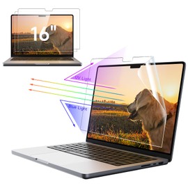 IPROKKO 2 Pack Anti Blue Light Screen Protector for MacBook Pro 16 Inch (2021-2023, M1, M2) A2485/A2780, Anti Glare Matte Light UV Blocker Eye Protective Compatible with 16.2In Mac Laptop