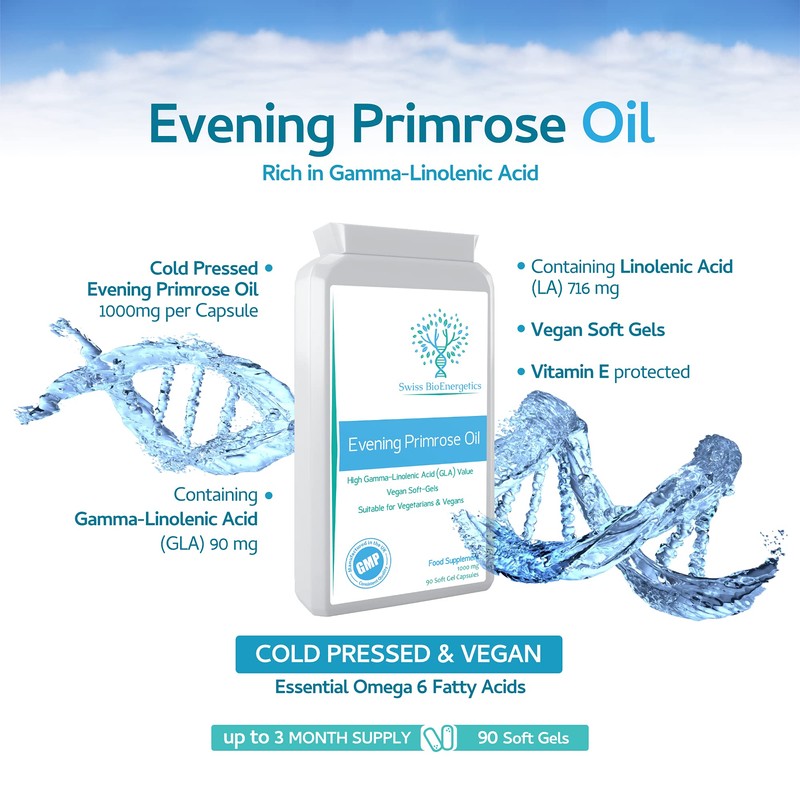 Evening Primrose Oil 1000mg 90 Capsules - Cold Pressed -