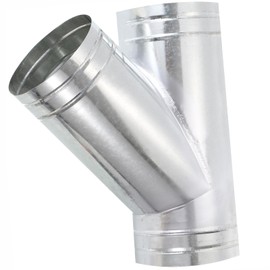 6 Inch Wye Duct Splitter, 45 Degree 3-Way Connector, Heavy Duty Galvanized Steel HVAC Dryer Vent Adapter for Exhaust Fan & Vent Hose Ducting, Industrial Ventilation (4 Inch to 4 Inch)