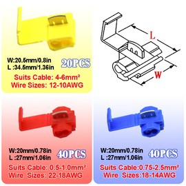 Hocansen 100 Pieces Lock Wire Connectors Quick Splice Snap Connectors（Colour/N2J)