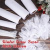 Windyun 4 Rolls 10 Inch Snow Mesh Ribbon Christmas White