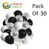 12" Latex Vibrant White, Black, Silver Colour Combination Plain Balloons