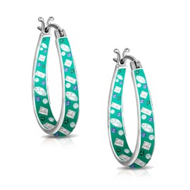 Savlano 14K Gold Plated Inside Out Crystal, Pearl Hoop Earrings- Oval Shape Earrings for Women Comes with Gift Box