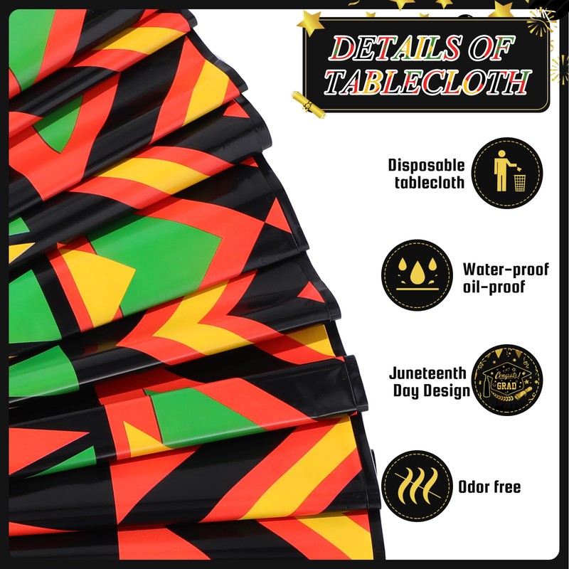 Kinlop 3 Pcs Black History Tablecloth 108 x 51 Inch
