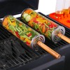 Rolling BBQ Grill Baskets, 2 Pieces, with Wooden Handle, Forks