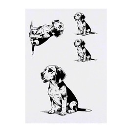 Azeeda 4 x 'Beagle sitzend' Temporäre Tattoos - Wasserfest, Hautfreundlich & Ungiftig · Transfers in Verschiedenen Größen (TO00080730)