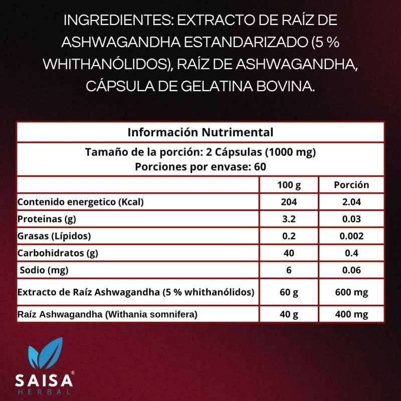 Suplemento Estres Ashwa 120 Caps Extracto