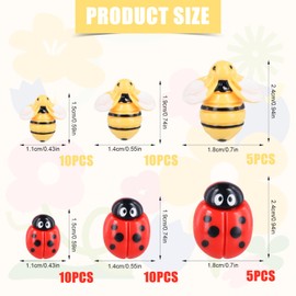 50pcs Tiny Resin Bees & Ladybugs, Yellow Smooth Plastic Flat Back Bumble Bee Red Black Resin Ladybug Ornaments for Decoration 3 Sizes Big Medium Small for Afternoon Tea Hairpins Food Cakes