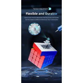 Bukefuno MoYu AoSu V7 Single-Track Magnetic 4x4 Magic Cube Moyu AoSu WRM V7 96 Magnets,Puzzle 4x4x4 Single-Track Magnetic Magic Stickerless Speed Cube