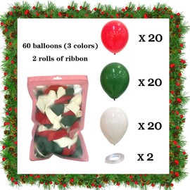 Christmas balloons 60pcs Christmas Decoration Red Green and White Latex balloons 12 inch for christmas New Year Decoration Supplies