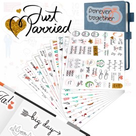 Bomtop Sticker Wedding Guest Book (587 Stickers) - Stickers for Guest Book and Photo Album, Love Stickers for Scrapbook or Bullet Journal, Beautiful Stickers for Photo Album