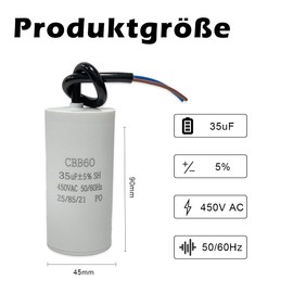 ANGEEK CBB60 450v 35uf 50/60HZ Starter Capacitor, Motor Capacitor, Suppression Capacitor, Microfarad Capacitor with Wire